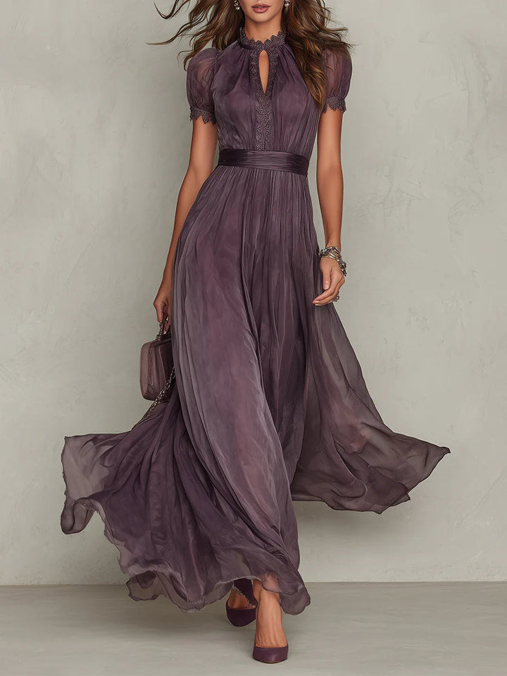 Sharon - Violettes Chiffon-Maxikleid