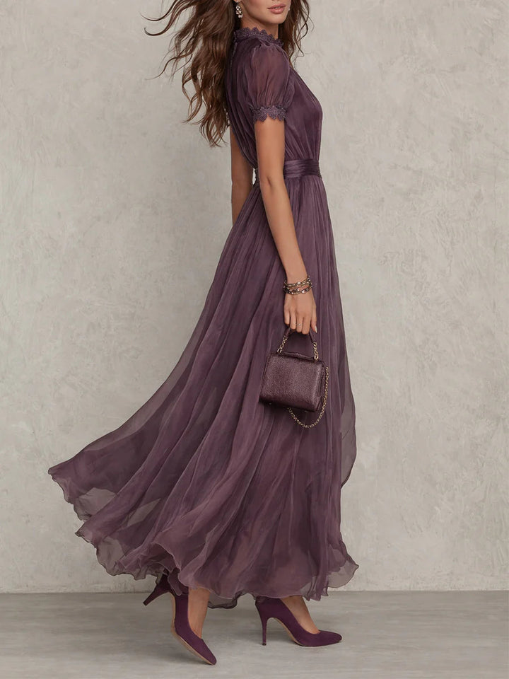 Sharon - Violettes Chiffon-Maxikleid