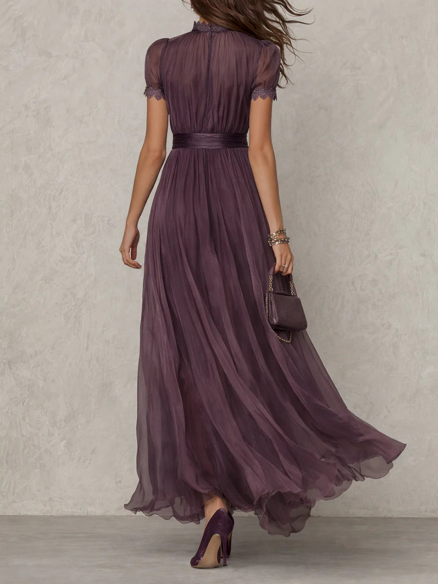 Sharon - Violettes Chiffon-Maxikleid