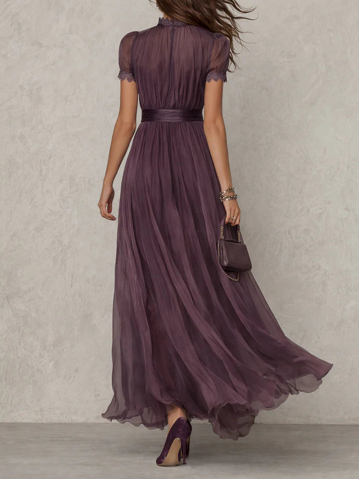 Sharon - Violettes Chiffon-Maxikleid