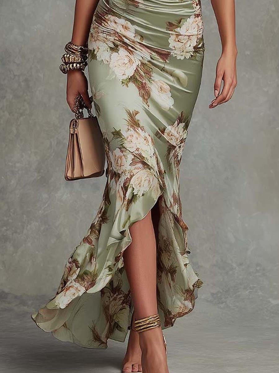 Dixie – Midikleid aus geblümtem Satin