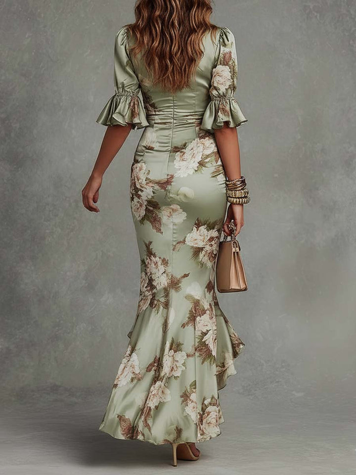 Dixie – Midikleid aus geblümtem Satin