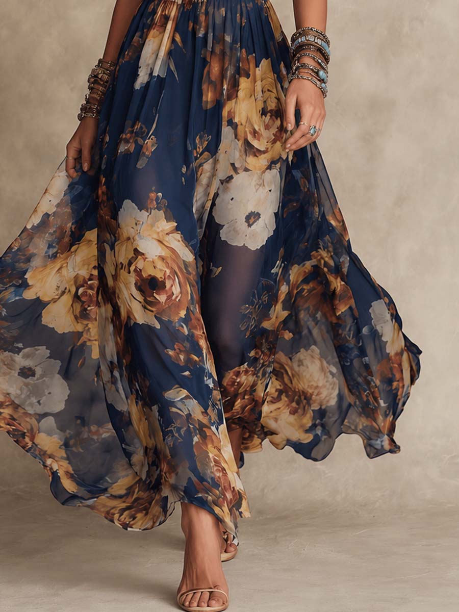 Miane – Blumen-Maxikleid mit Trägern
