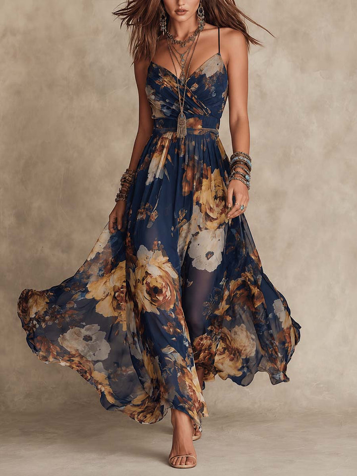 Miane – Blumen-Maxikleid mit Trägern