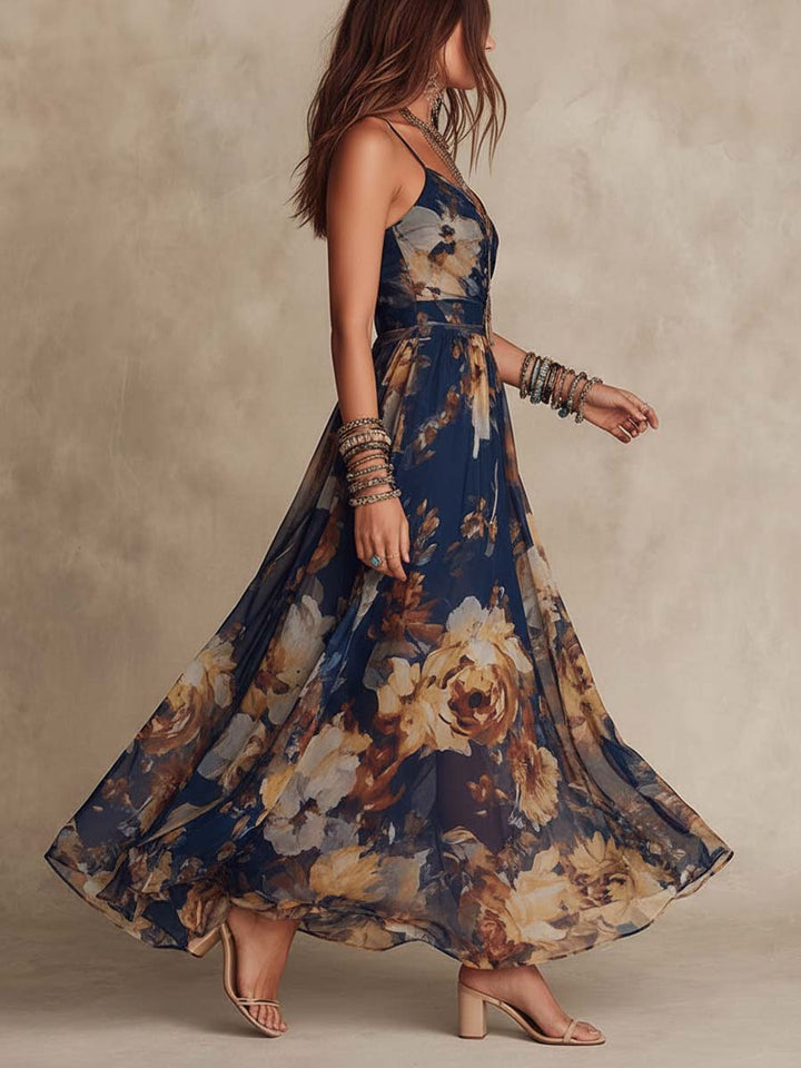 Miane – Blumen-Maxikleid mit Trägern