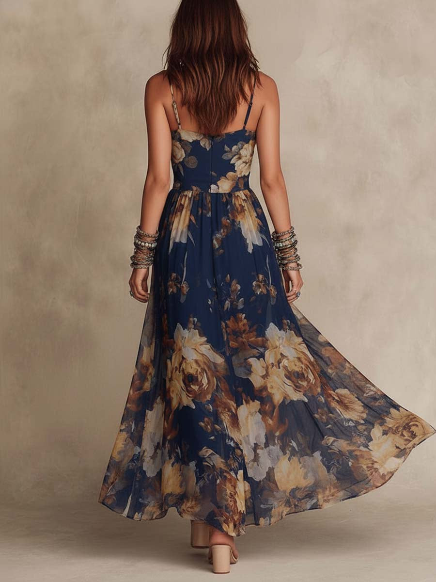 Miane – Blumen-Maxikleid mit Trägern