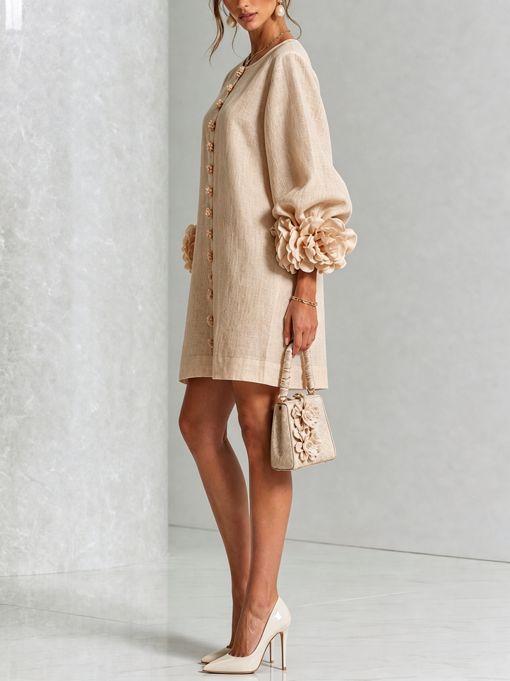 Imarie – Minikleid mit Blumenmuster und Manschettenärmeln