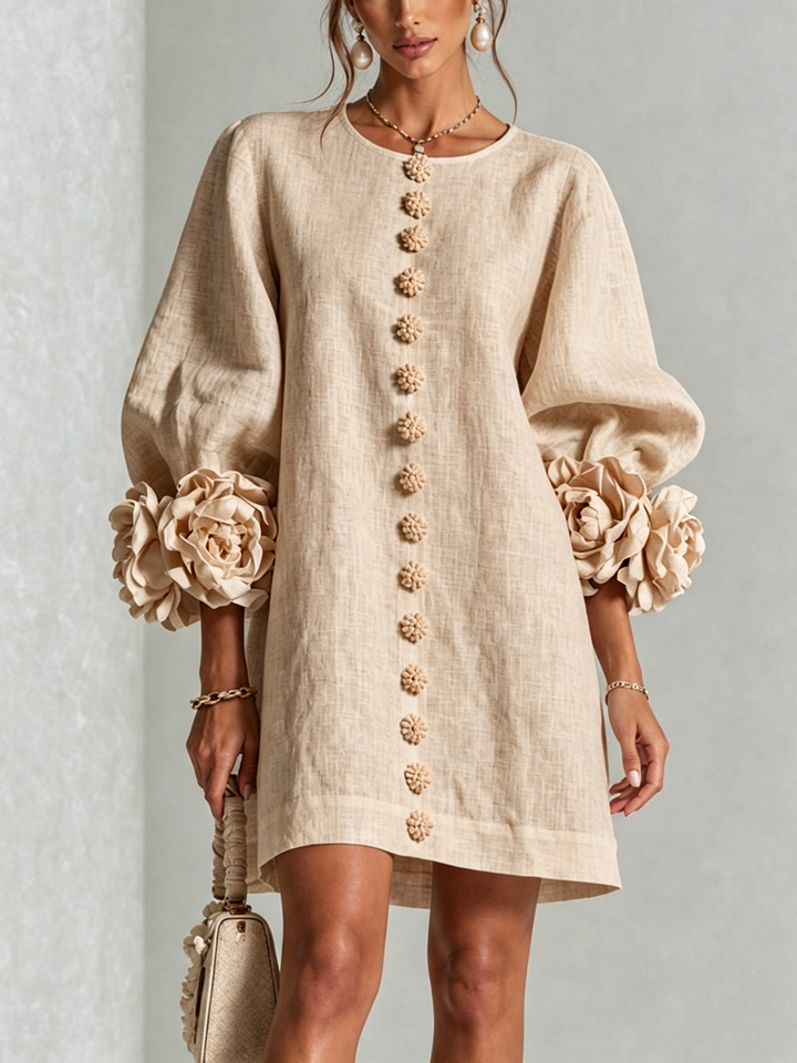 Imarie – Minikleid mit Blumenmuster und Manschettenärmeln