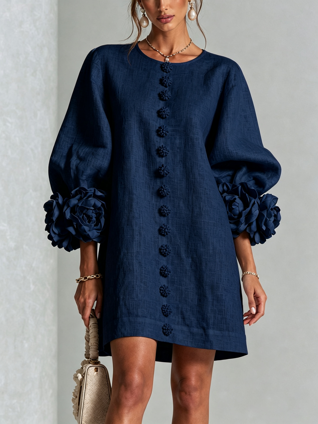 Imarie – Minikleid mit Blumenmuster und Manschettenärmeln
