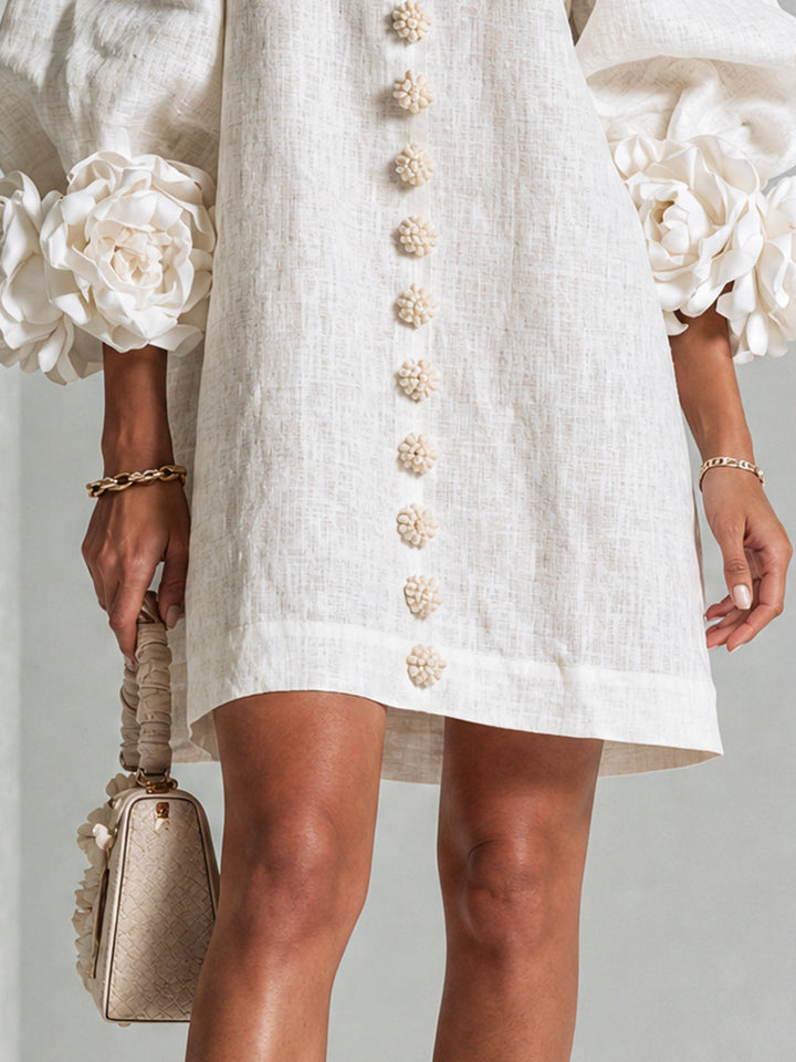 Imarie – Minikleid mit Blumenmuster und Manschettenärmeln