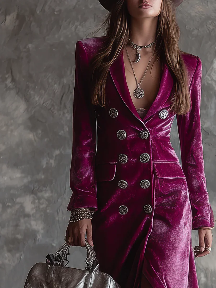 Gaille – Samt-Maxi-Blazerkleid