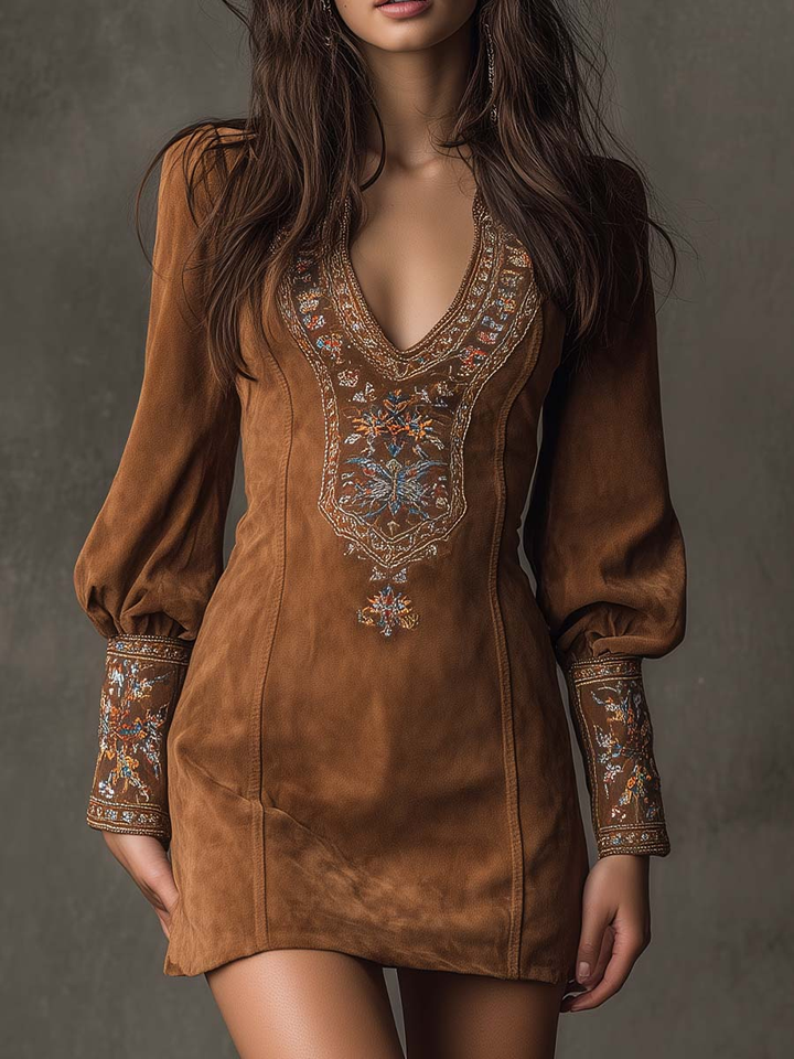 Erizza – Kurzes Kleid in Wildlederoptik