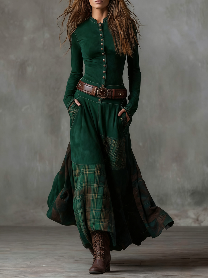 Jill – Maxikleid in Wildleder-Optik mit Gürtel