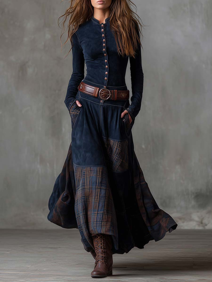 Jill – Maxikleid in Wildleder-Optik mit Gürtel