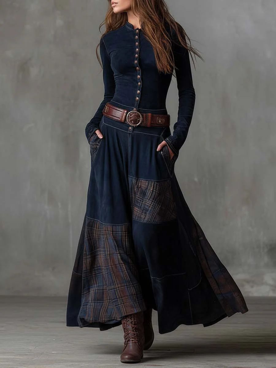 Jill – Maxikleid in Wildleder-Optik mit Gürtel