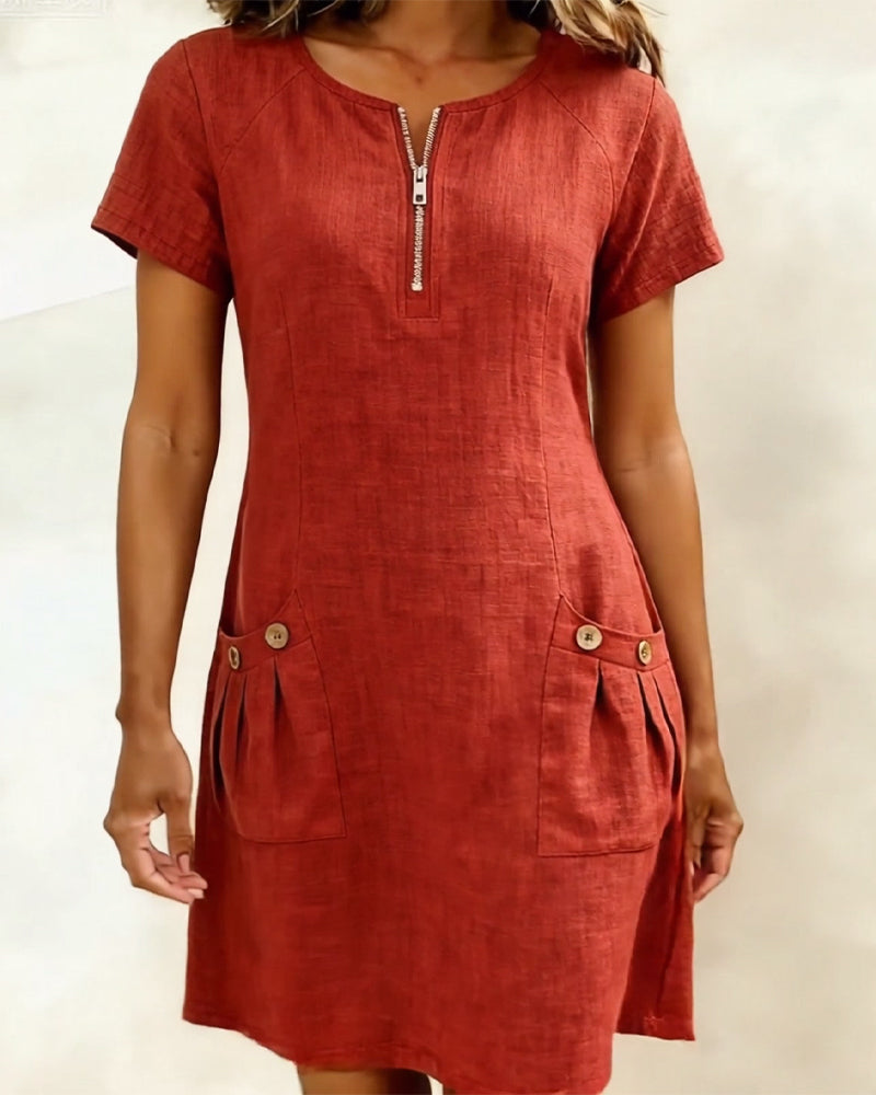 Vania - Baumwollkleid mit Reißverschlusstasche