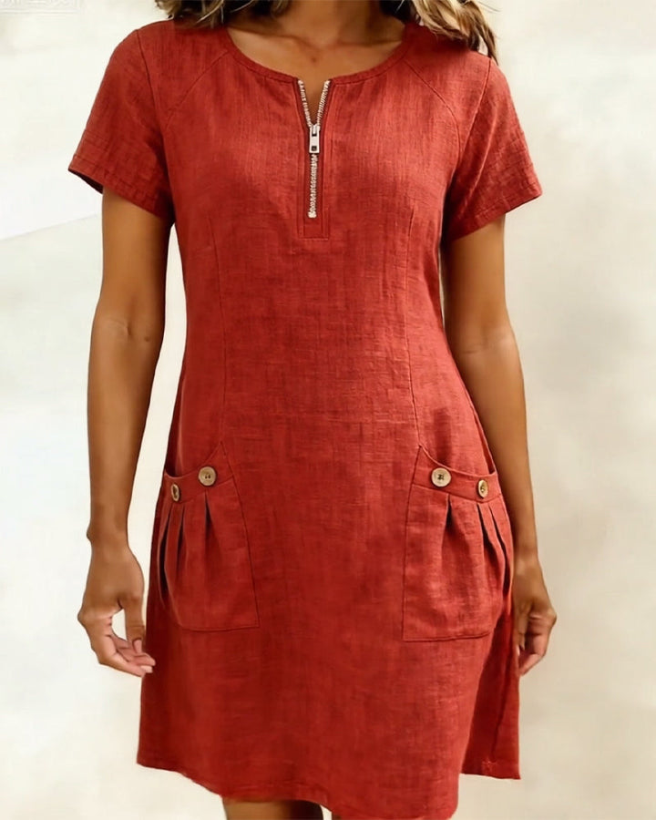 Vania - Baumwollkleid mit Reißverschlusstasche