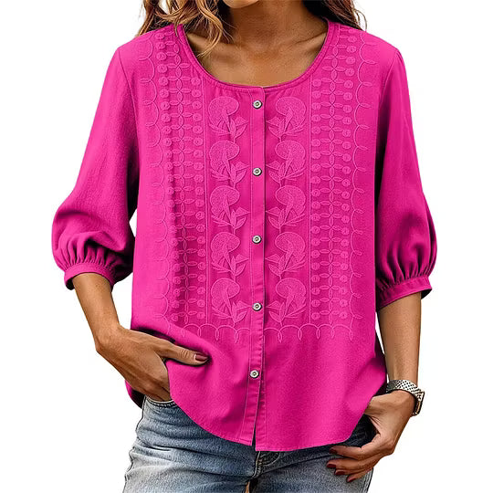 Lorrie - Bluse aus bestickter Baumwolle und Leinen