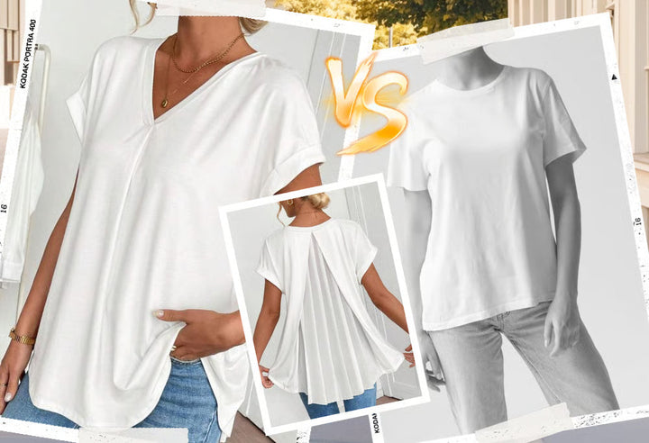 Diona – Strukturierte Confidence V-Ausschnitt T-Shirt