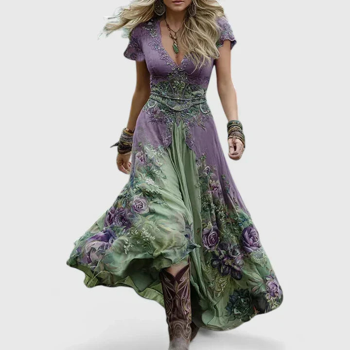 Cindy - Elegantes florales Maxikleid