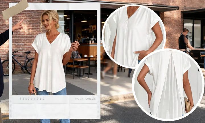 Diona – Strukturierte Confidence V-Ausschnitt T-Shirt