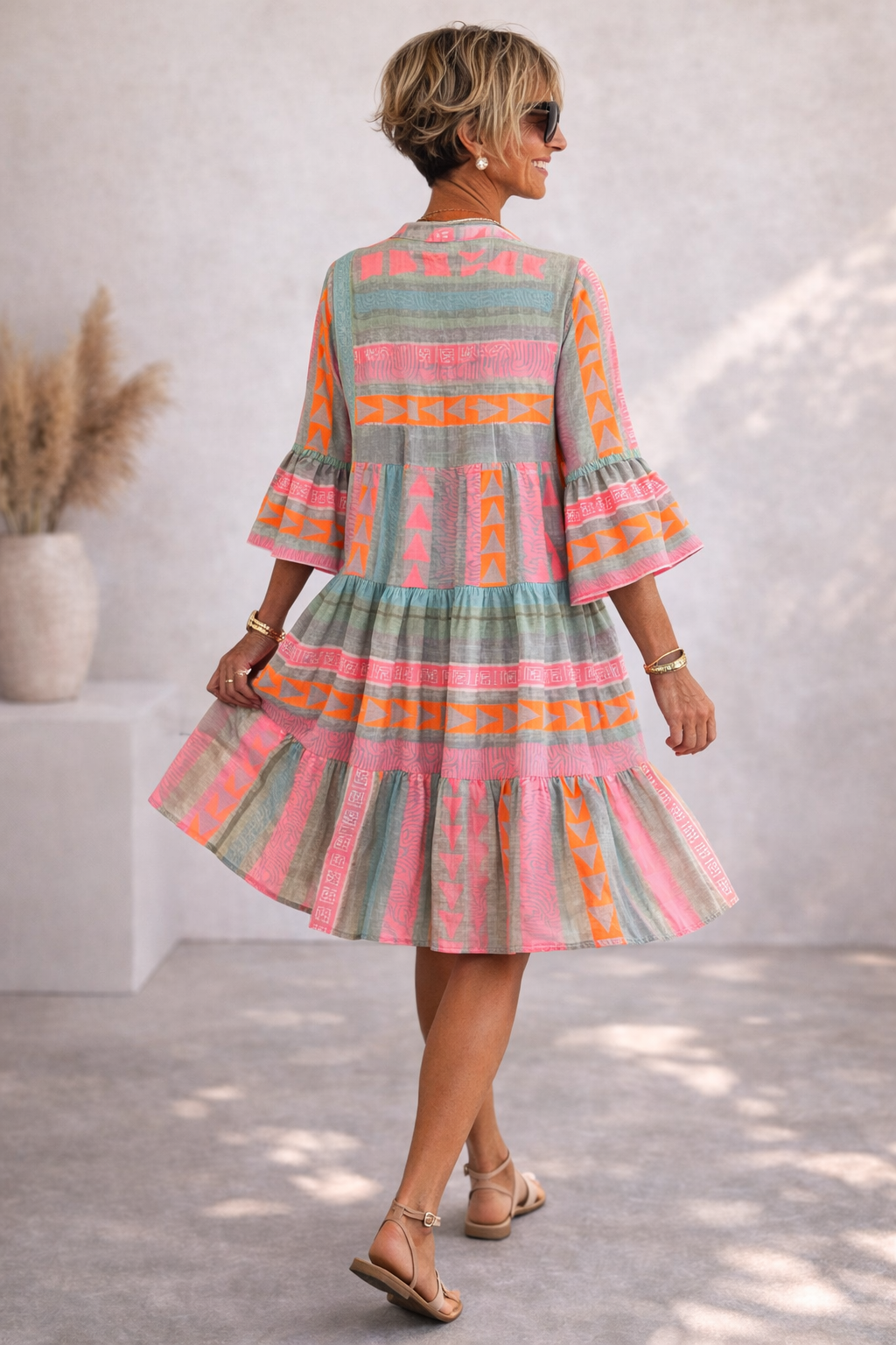 Gaile – Gemustertes fließendes Midikleid