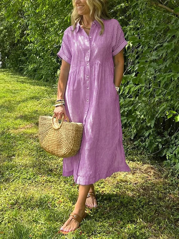 Anjie – Geknöpftes Baumwoll-Maxikleid