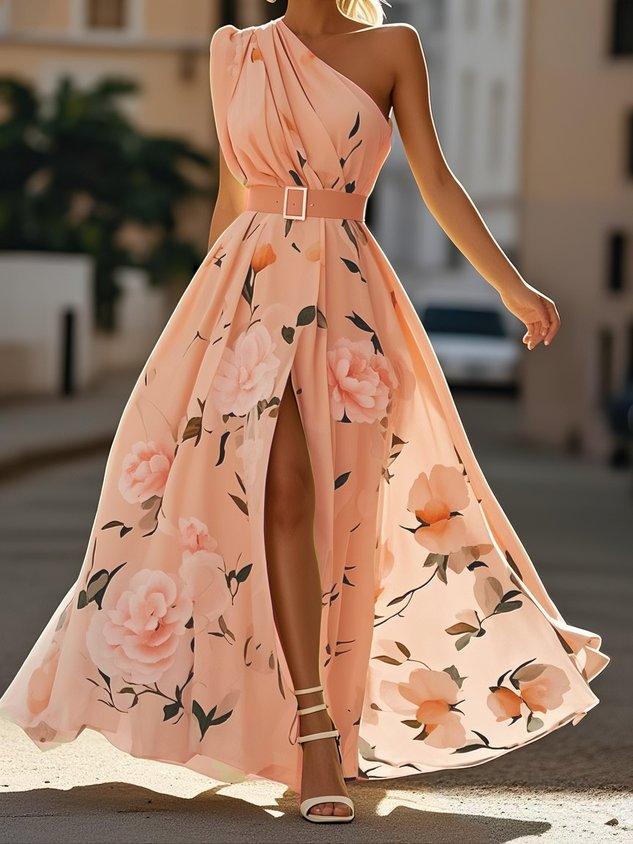 Erica - Hellgrünes Maxikleid mit Blumenmuster