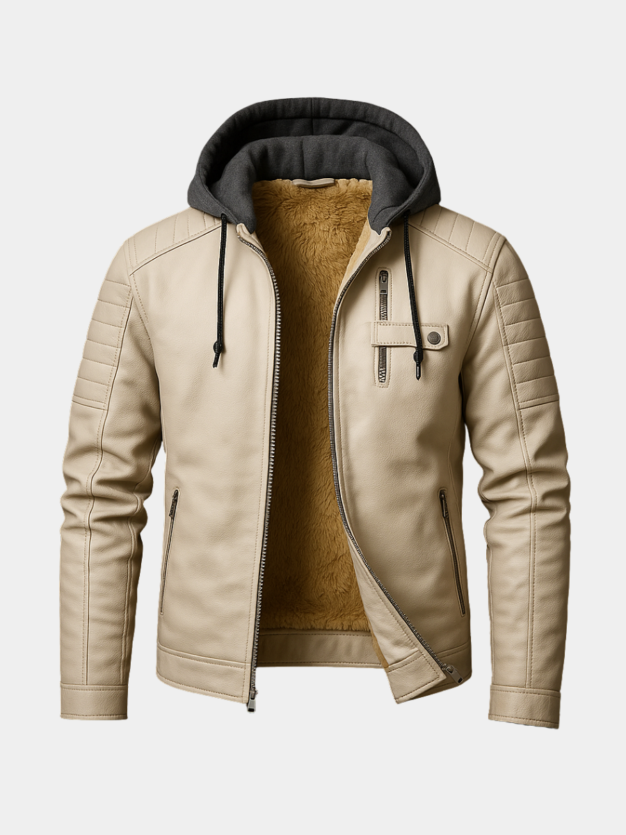 David – Lederjacke mit Kapuze