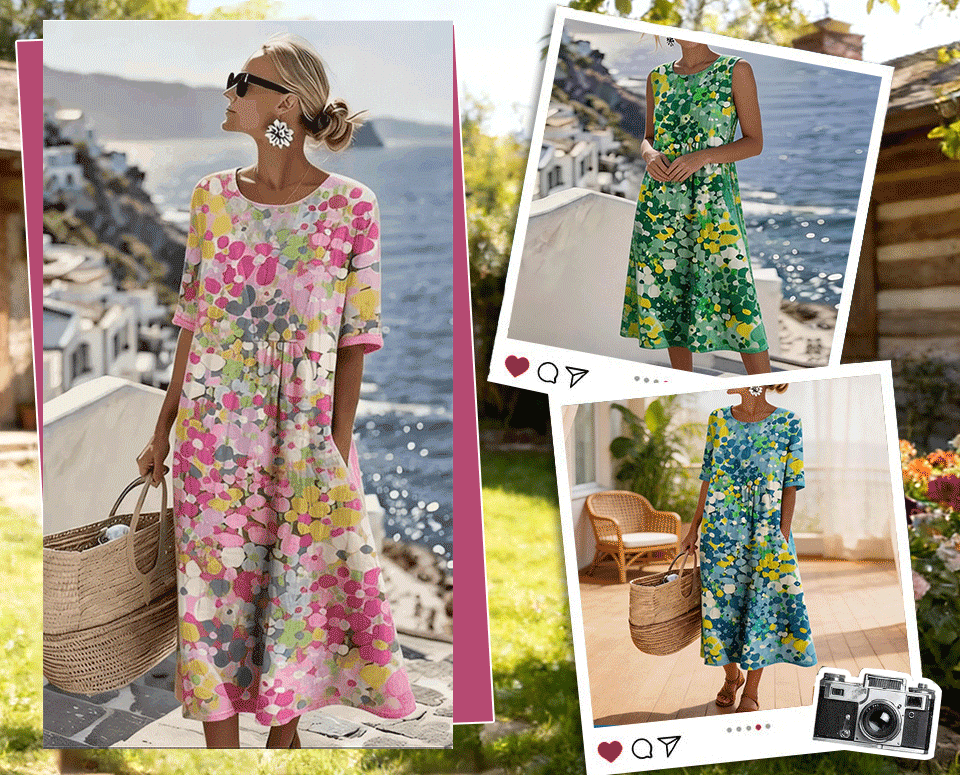 Herra – Midi-Kleid mit Blumen-Aquarellmuster
