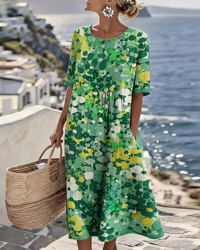 Herra – Midi-Kleid mit Blumen-Aquarellmuster