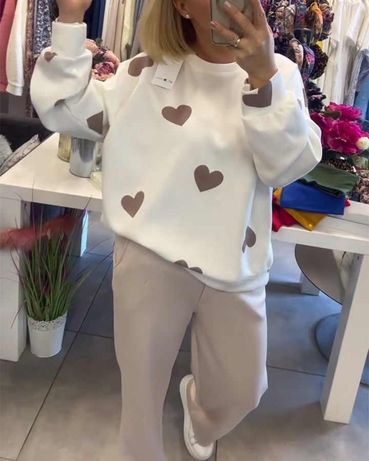 Miley – Pullover aus Baumwollmix mit Herz-Print