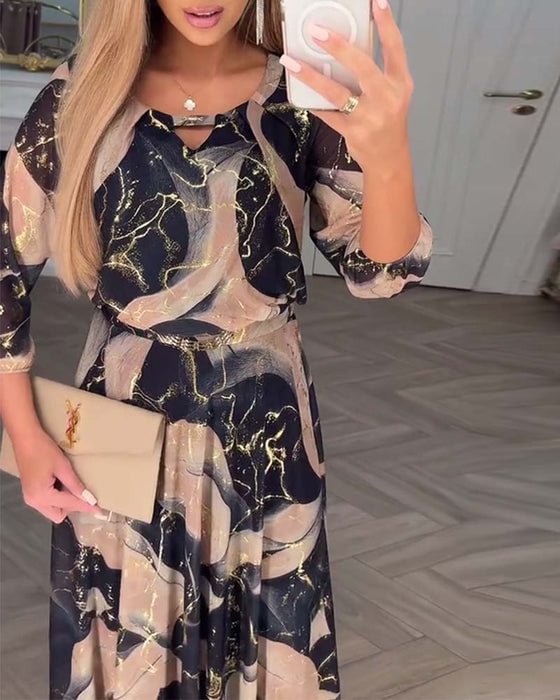 Hailie – Fließendes Chiffon-Maxikleid mit Print