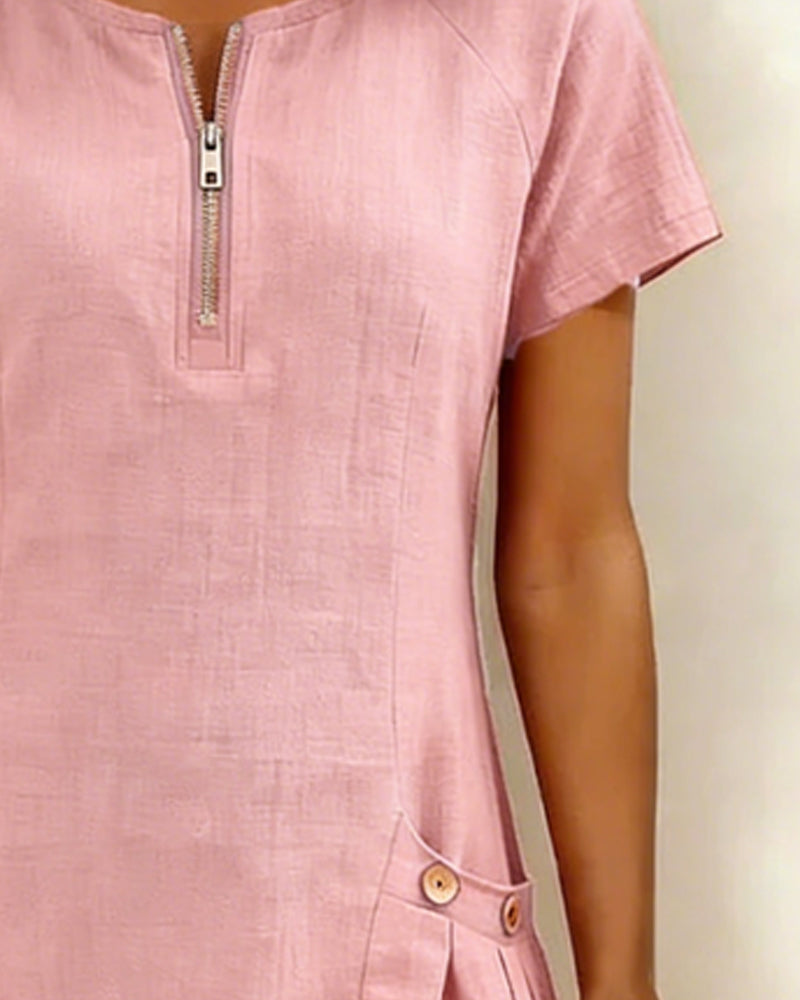Vania - Baumwollkleid mit Reißverschlusstasche