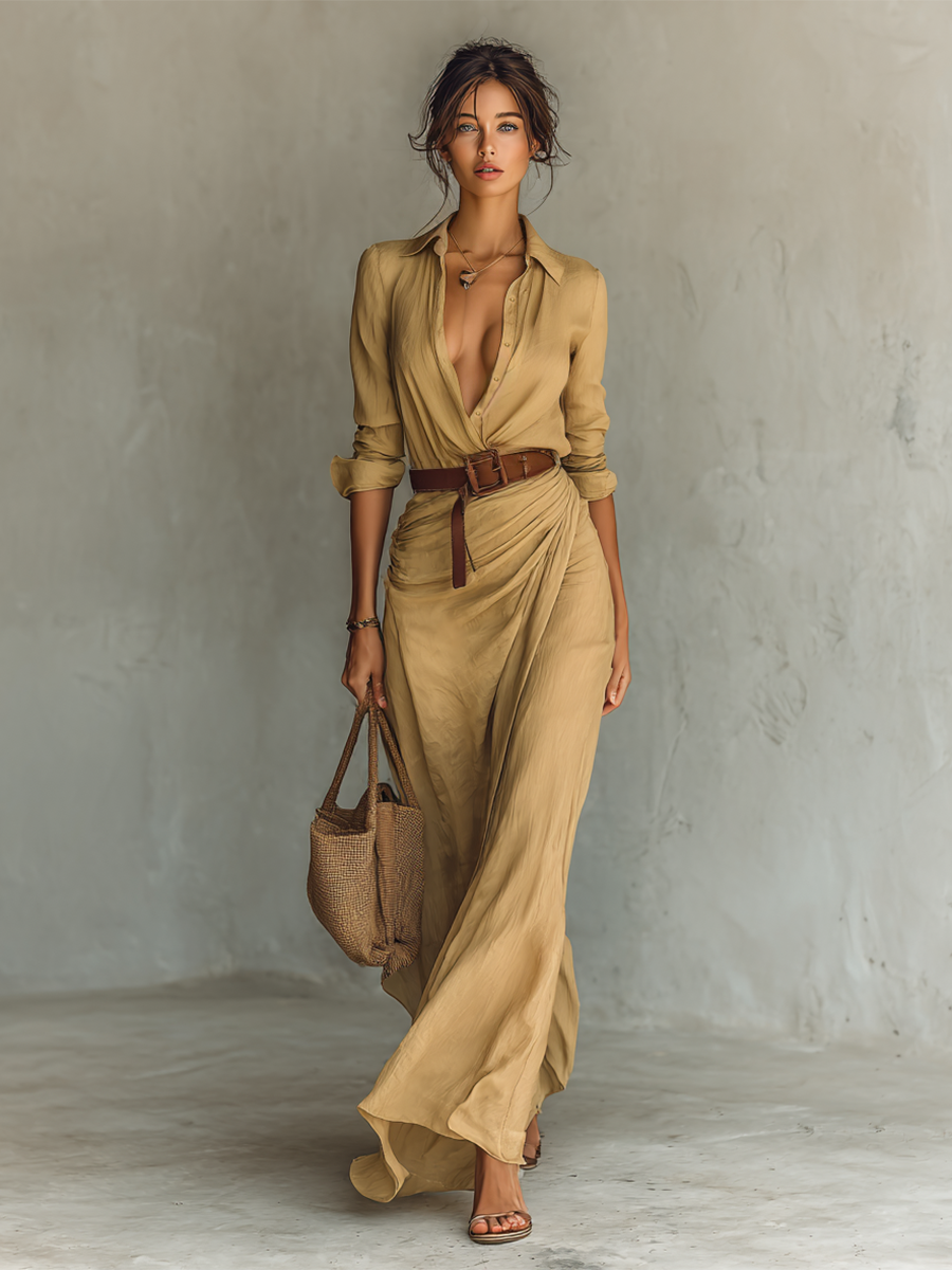 Conie – Langes Maxikleid mit Reverskragen