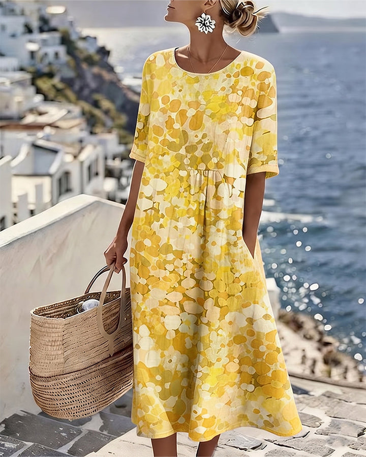Herra – Midi-Kleid mit Blumen-Aquarellmuster