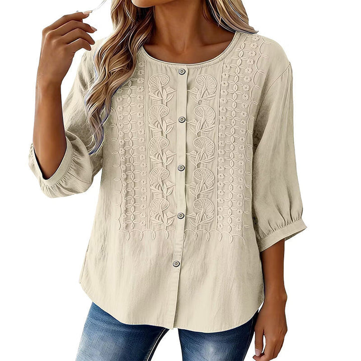 Lorrie - Bluse aus bestickter Baumwolle und Leinen