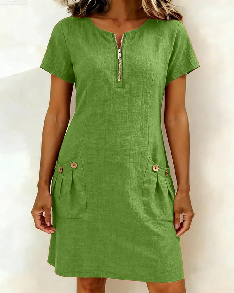 Vania - Baumwollkleid mit Reißverschlusstasche