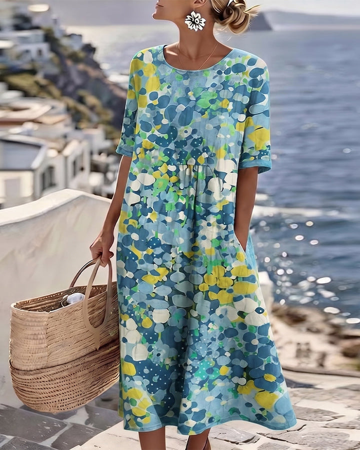 Herra – Midi-Kleid mit Blumen-Aquarellmuster