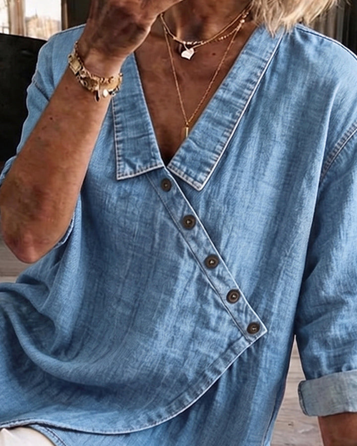 Veronica – Jeansbluse mit Knopfleiste