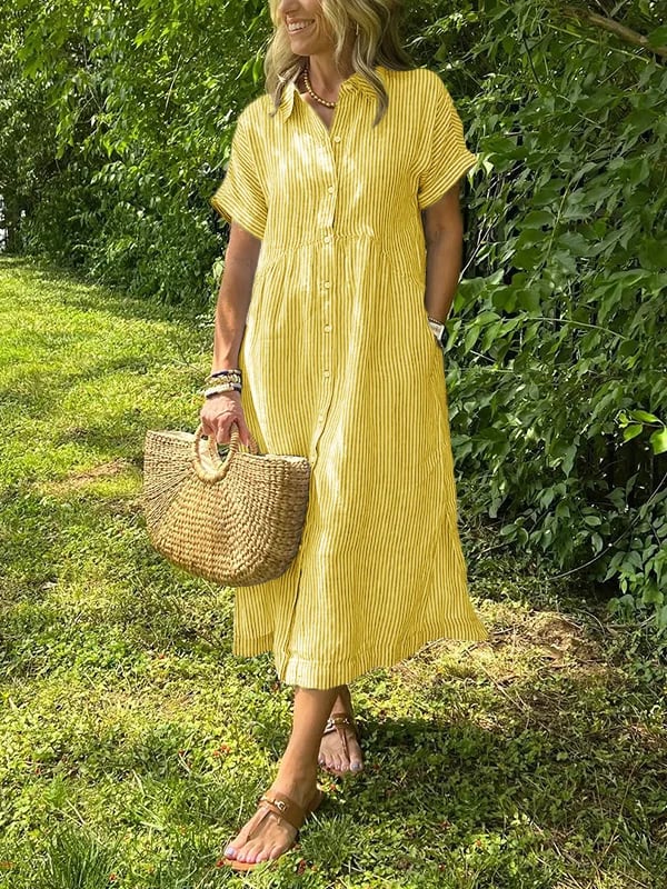Anjie – Geknöpftes Baumwoll-Maxikleid
