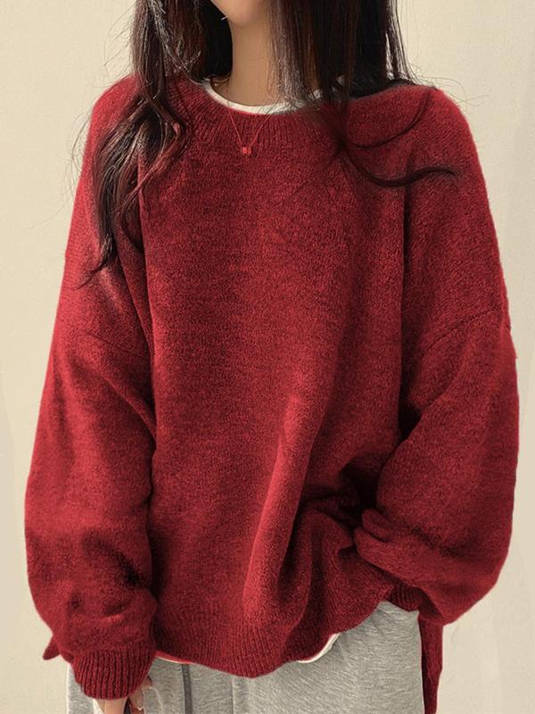 Laurette - Pullover mit überschnittenen Schultern und geschlitztem Saum