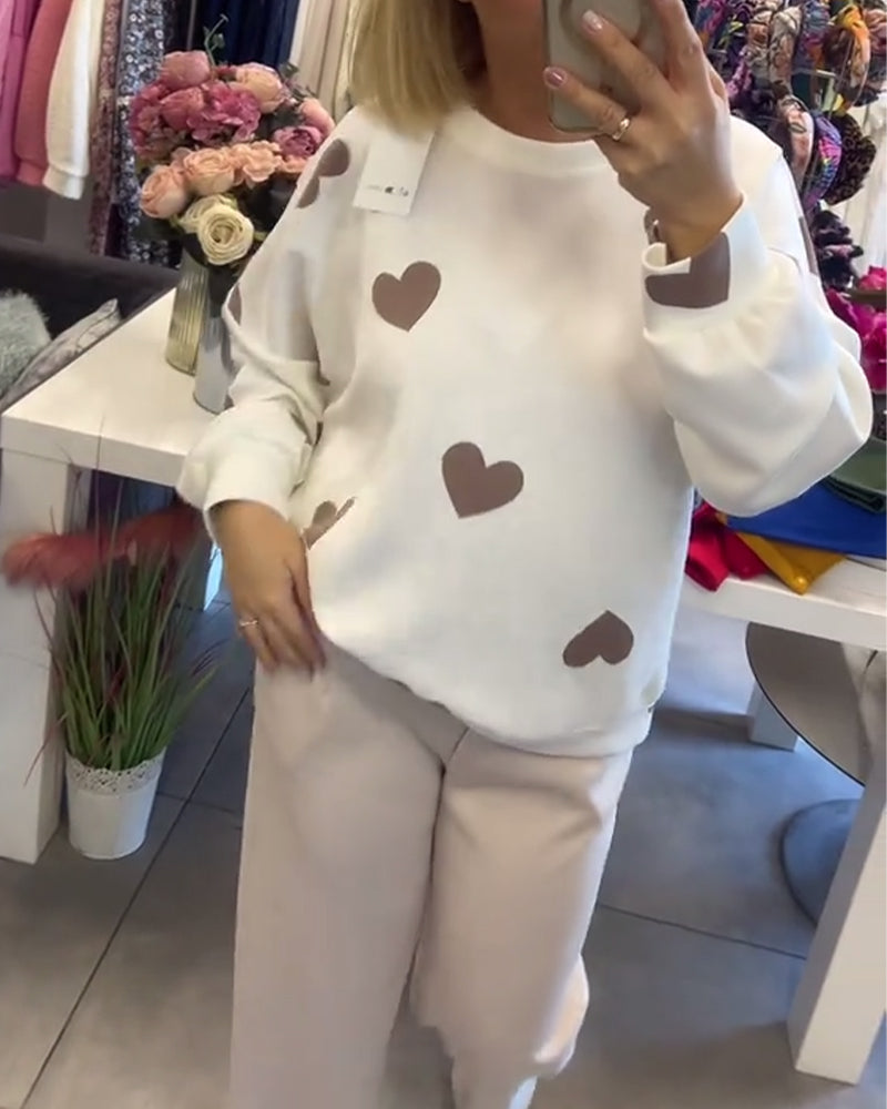 Miley – Pullover aus Baumwollmix mit Herz-Print