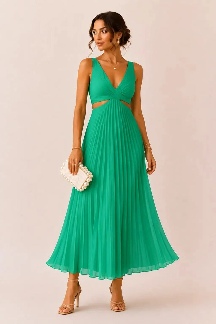 Eilene – Elegantes Maxikleid in Plissee-Optik