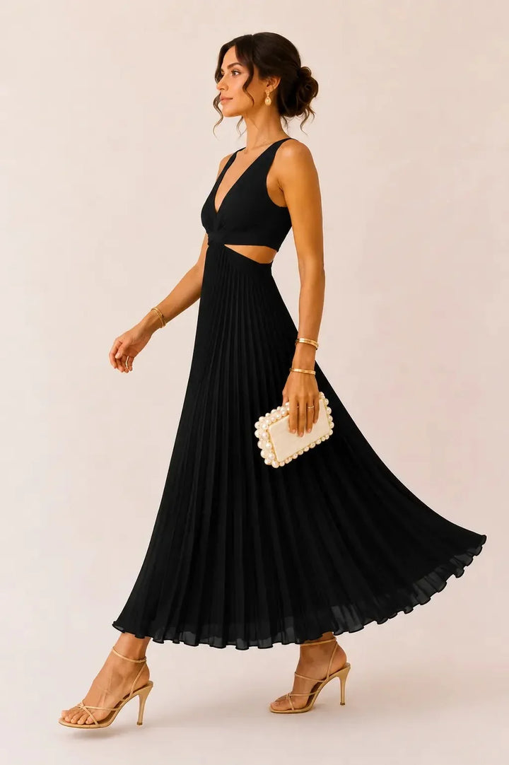 Eilene – Elegantes Maxikleid in Plissee-Optik
