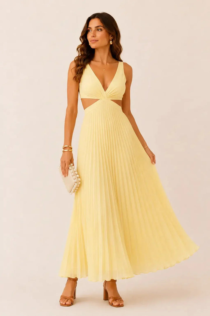 Eilene – Elegantes Maxikleid in Plissee-Optik