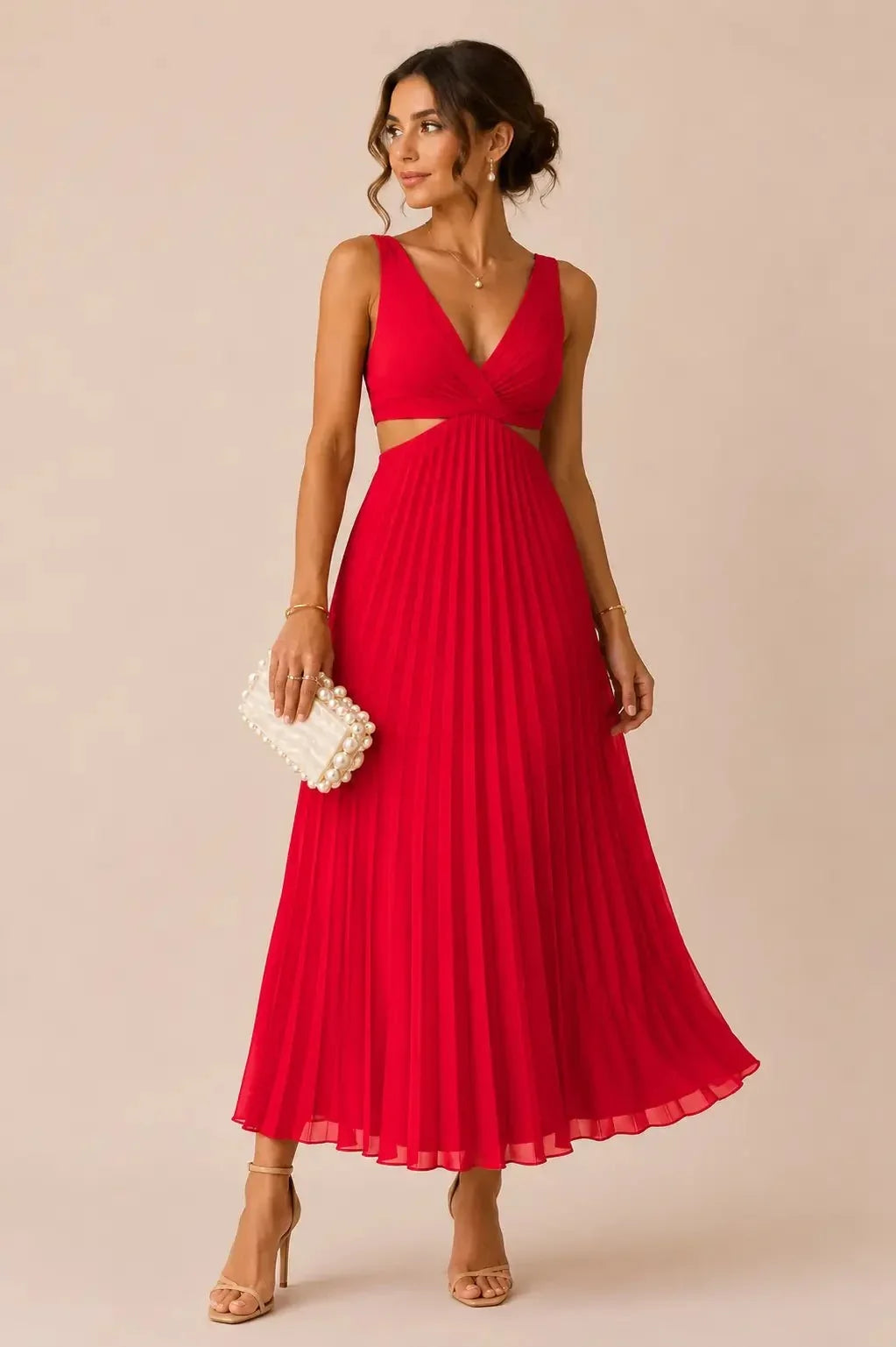 Eilene – Elegantes Maxikleid in Plissee-Optik