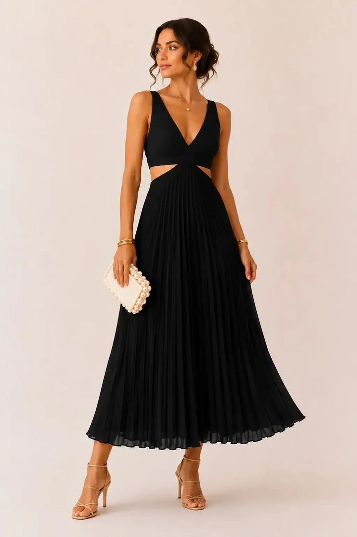 Eilene – Elegantes Maxikleid in Plissee-Optik