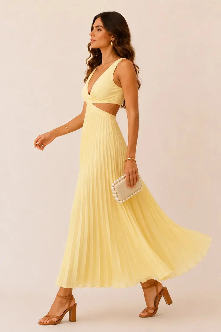 Eilene – Elegantes Maxikleid in Plissee-Optik