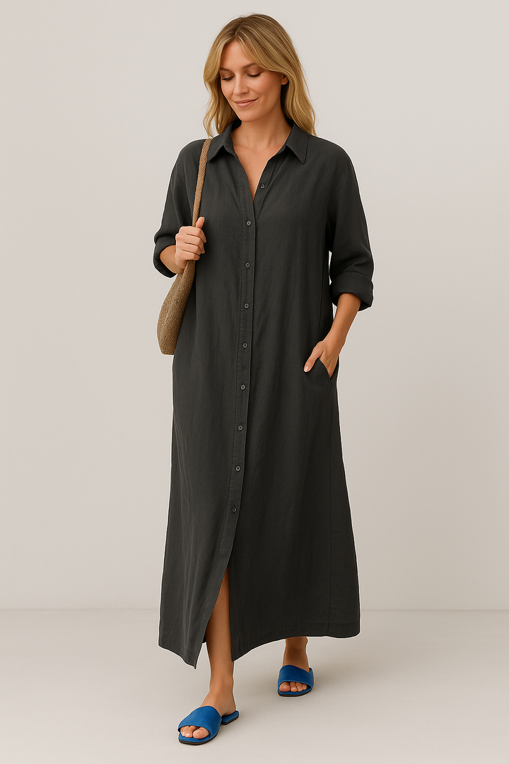 Lena - Übergroßes Leinen-Hemdkleid